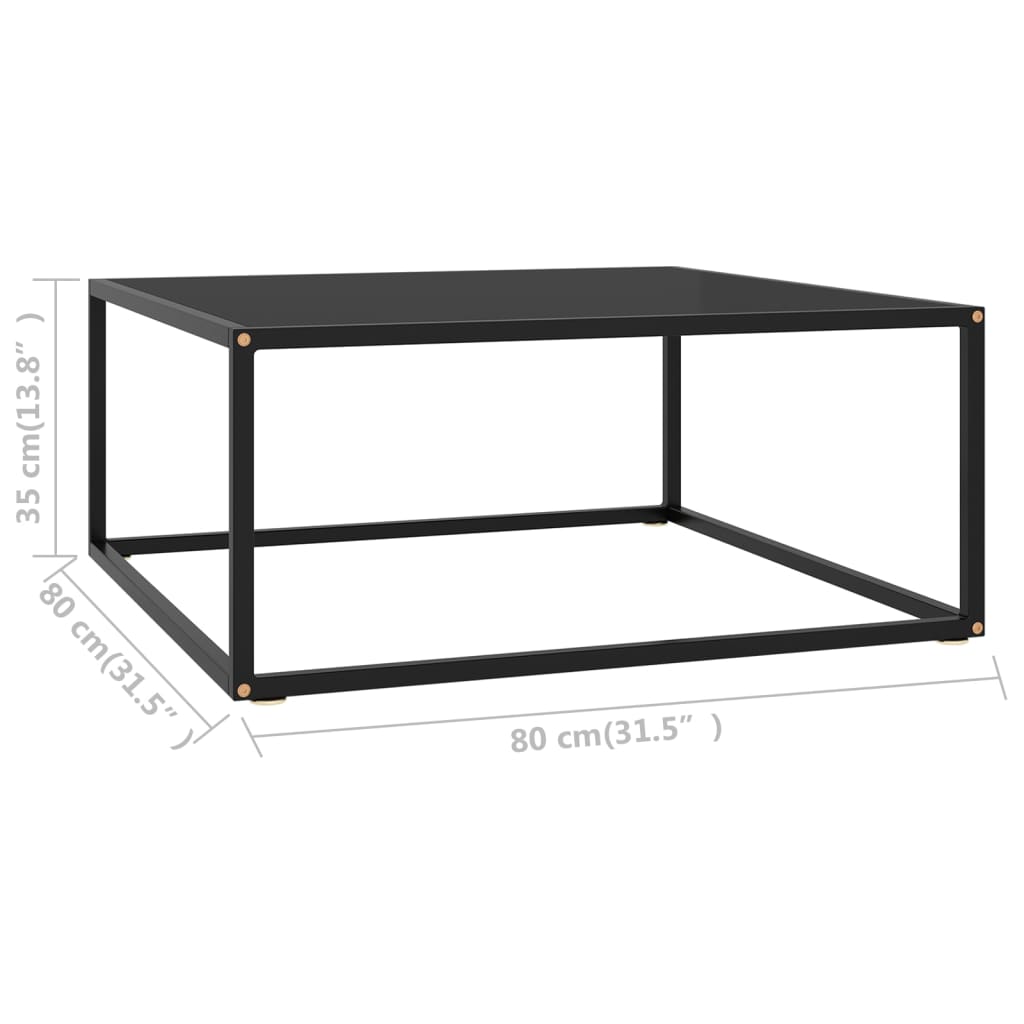 Table basse Noir avec verre noir 80x80x35 cm - XIOS