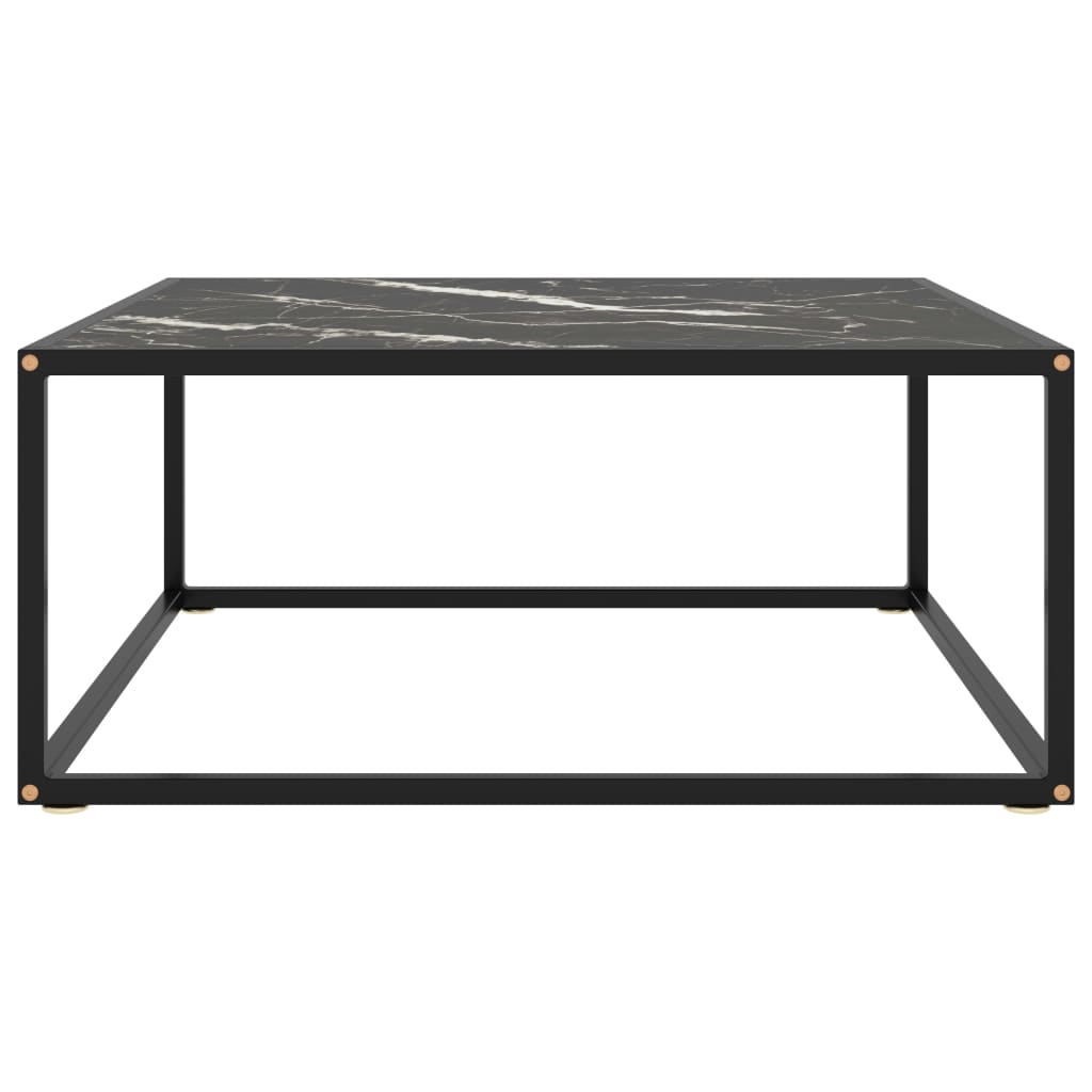 Table basse Noir avec verre marbre noir 80x80x35 cm - XIOS