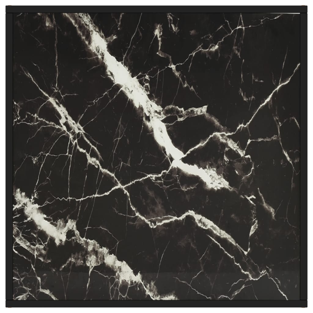 Table basse Noir avec verre marbre noir 80x80x35 cm - XIOS
