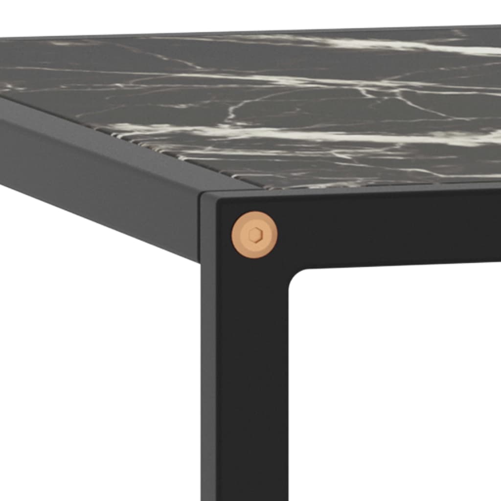 Table basse Noir avec verre marbre noir 80x80x35 cm - XIOS