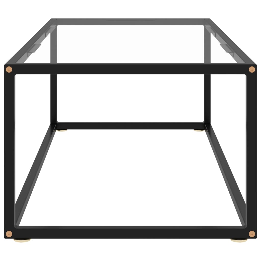 Table basse Noir avec verre trempé 100x50x35 cm - XIOS