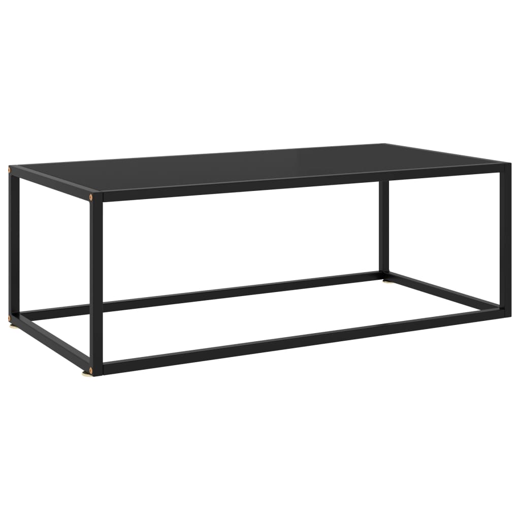 Table basse Noir avec verre noir 100x50x35 cm - XIOS