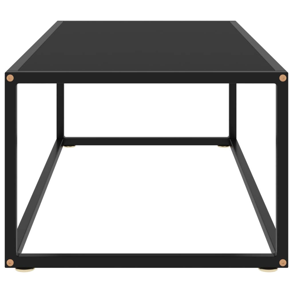 Table basse Noir avec verre noir 100x50x35 cm - XIOS