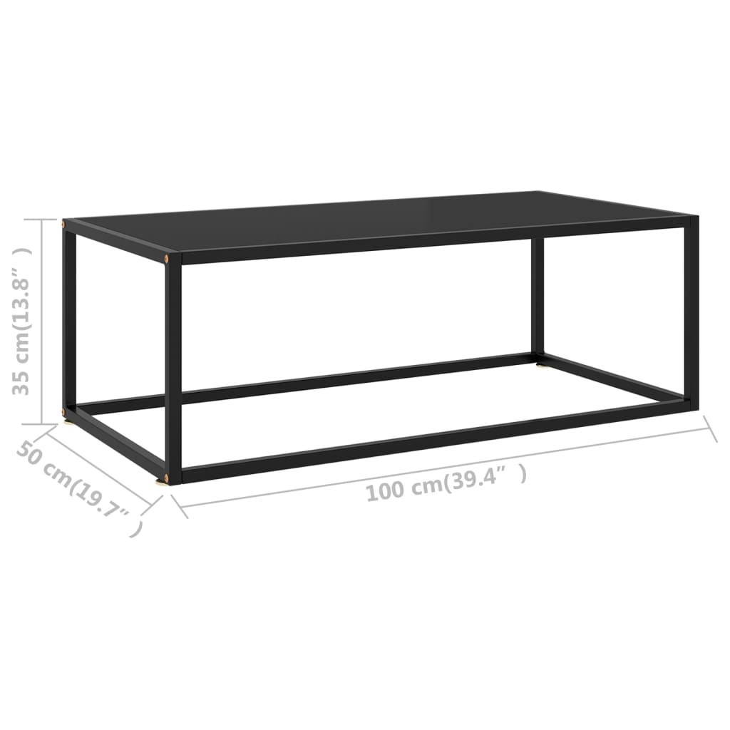 Table basse Noir avec verre noir 100x50x35 cm - XIOS