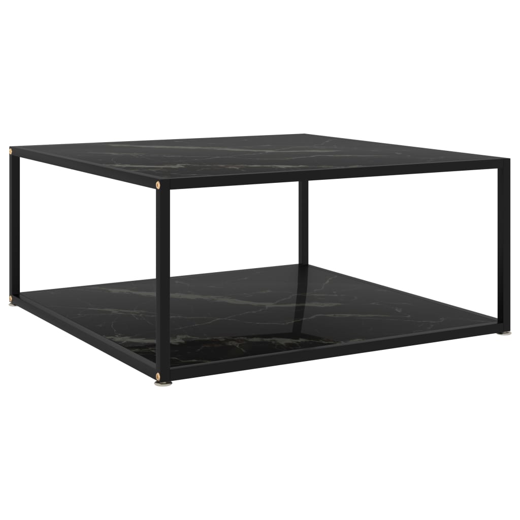 Table basse Noir 80x80x35 cm Verre trempé - XIOS