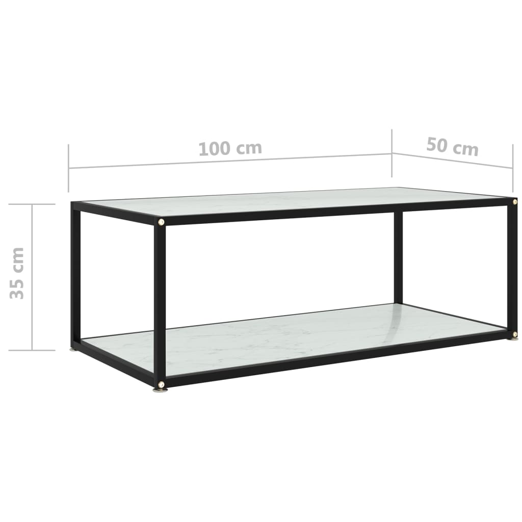 Table basse Blanc 100x50x35 cm Verre trempé - XIOS