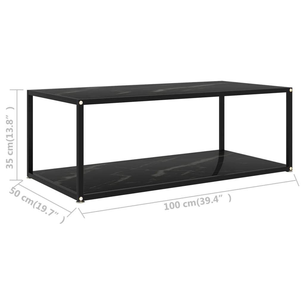 Table basse Noir 100x50x35 cm Verre trempé - XIOS