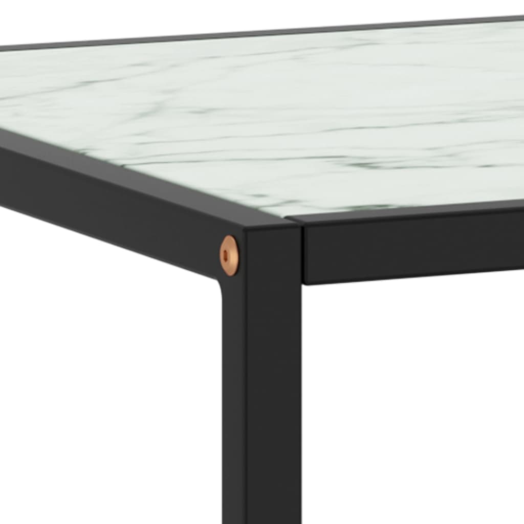 Table basse Noir avec verre marbre blanc 90x90x50 cm - XIOS