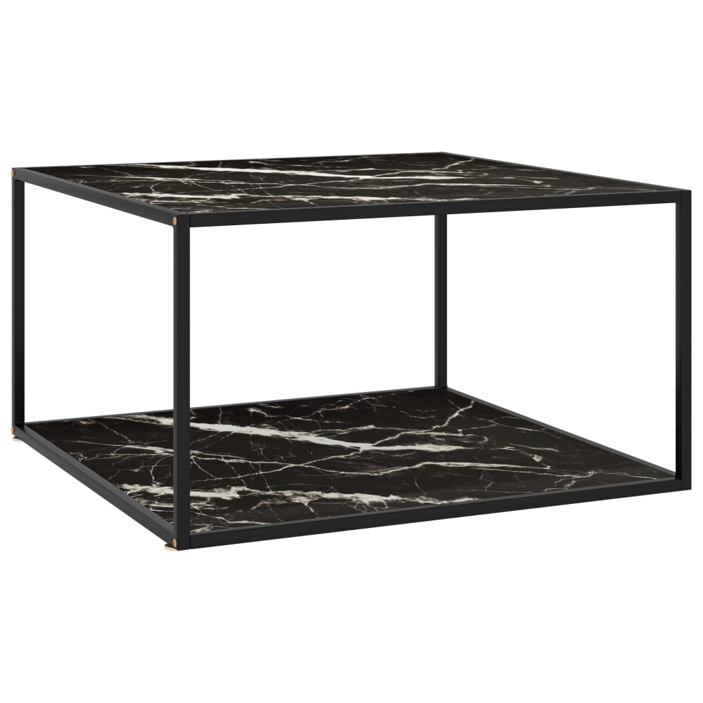 Table basse Noir avec verre marbre noir 90x90x50 cm