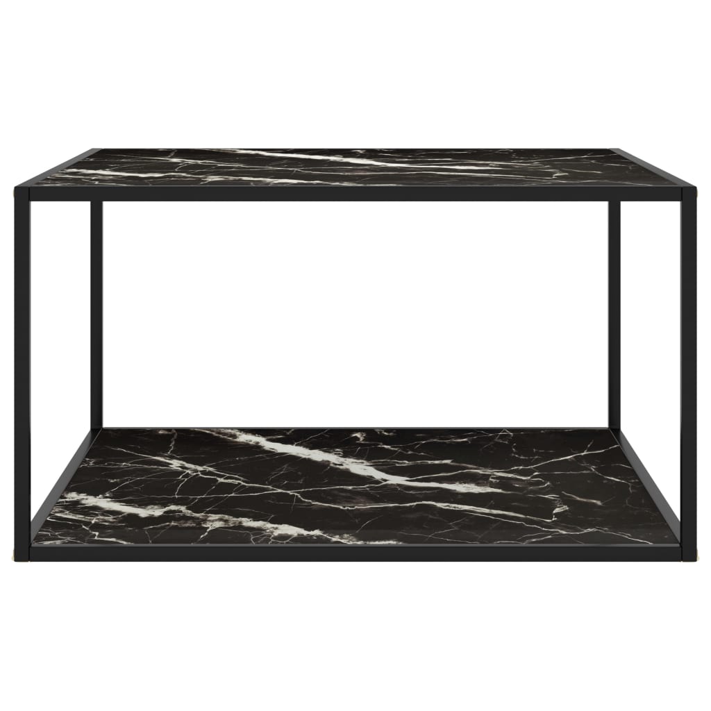 Table basse Noir avec verre marbre noir 90x90x50 cm