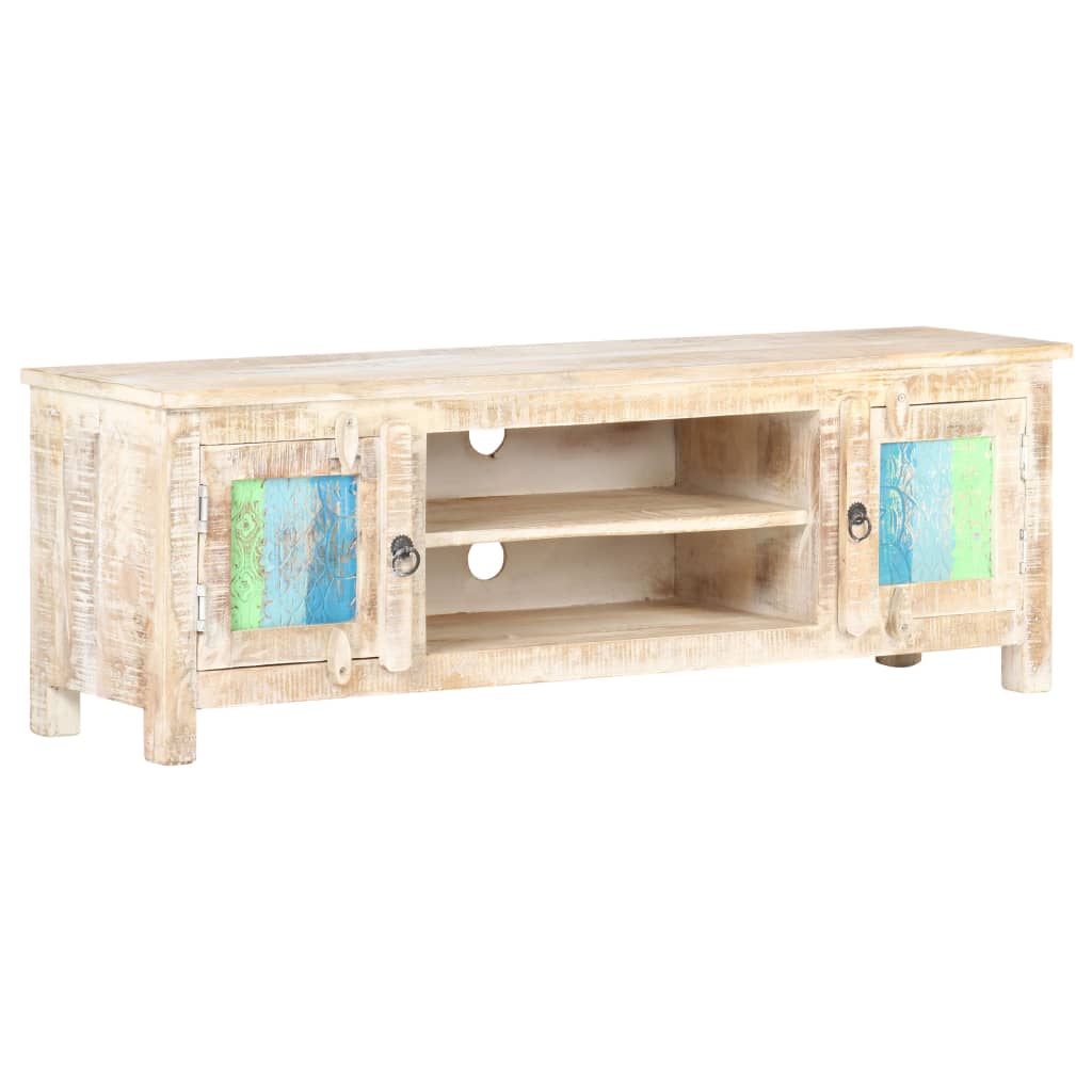 Meuble TV 120x30x40 cm Bois d'acacia brut - XIOS