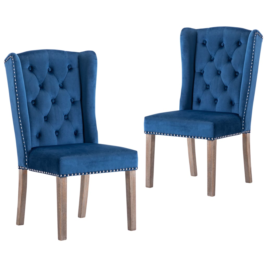 Chaises à manger lot de 2 Bleu Velours - XIOS