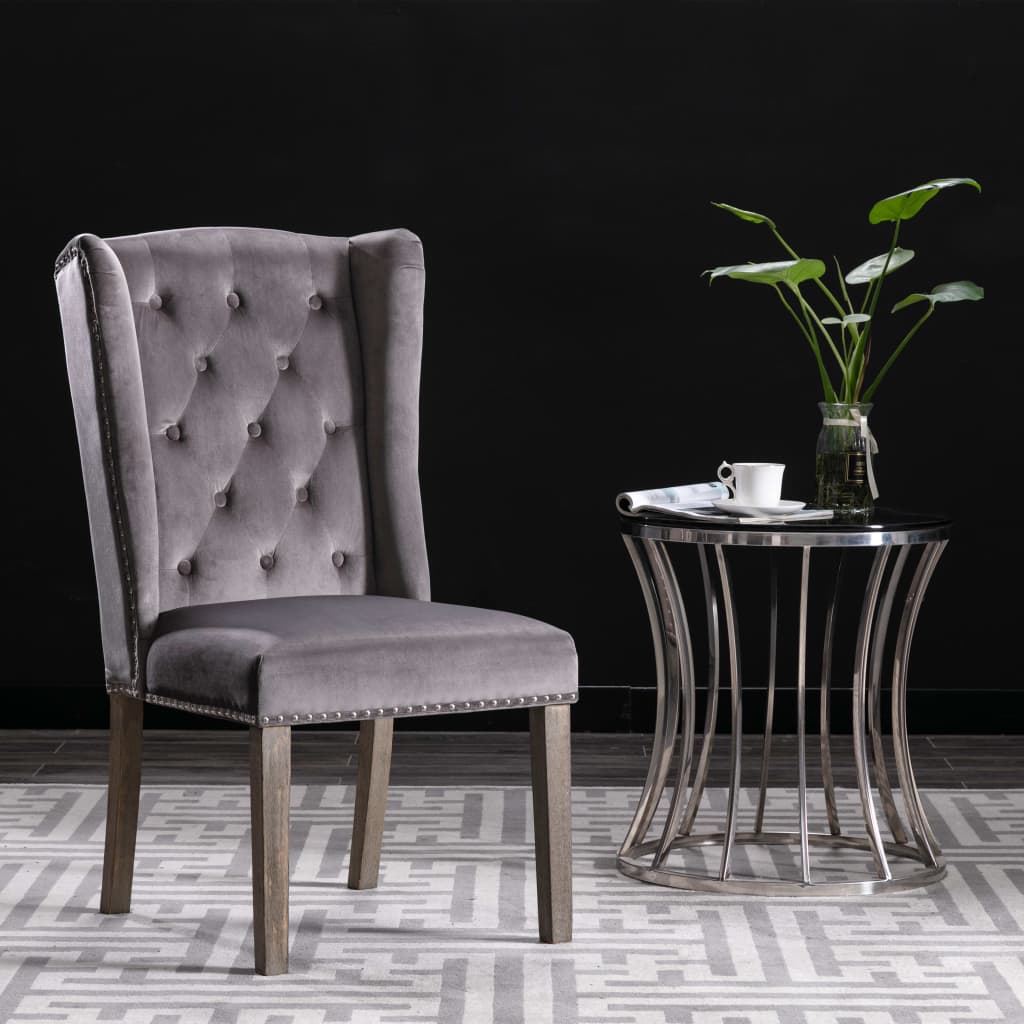Chaises à manger lot de 2 gris velours - XIOS