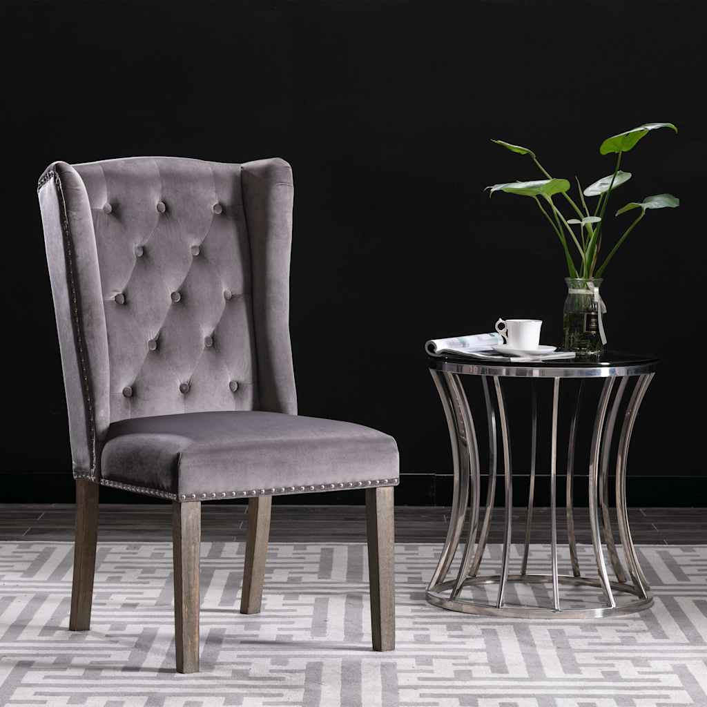 Chaises à manger lot de 2 gris velours