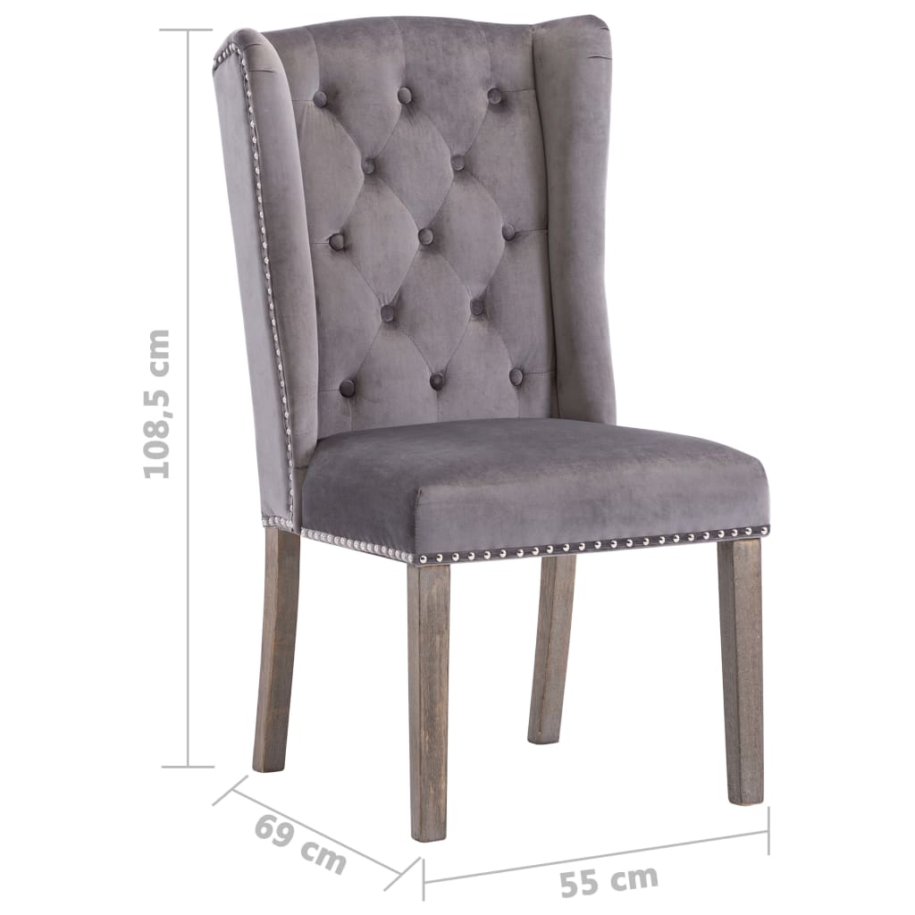 Chaises à manger lot de 2 gris velours
