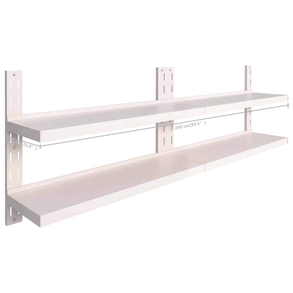 Étagères murales flottantes à 2 niveaux 2 pcs Inox 240x30 cm - XIOS