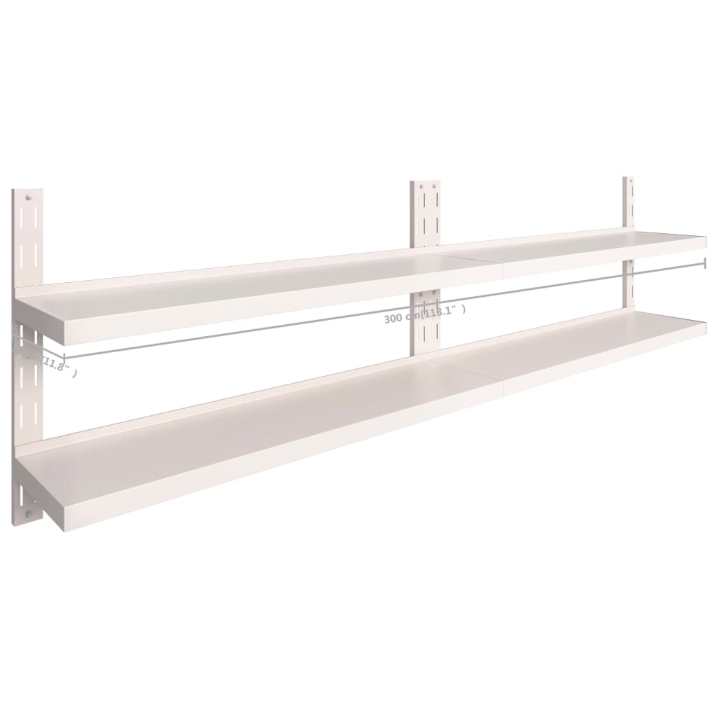 Étagères murales flottantes à 2 niveaux 2 pcs Inox 300x30 cm - XIOS