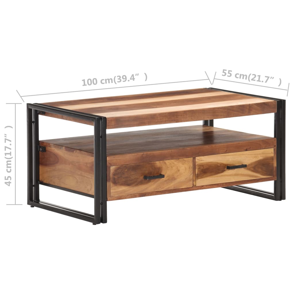 Table basse 100x55x45 cm Bois d'acacia massif - XIOS