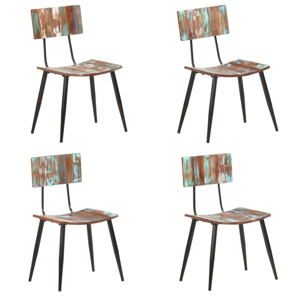 Chaises à manger lot de 4 bois de récupération solide - XIOS