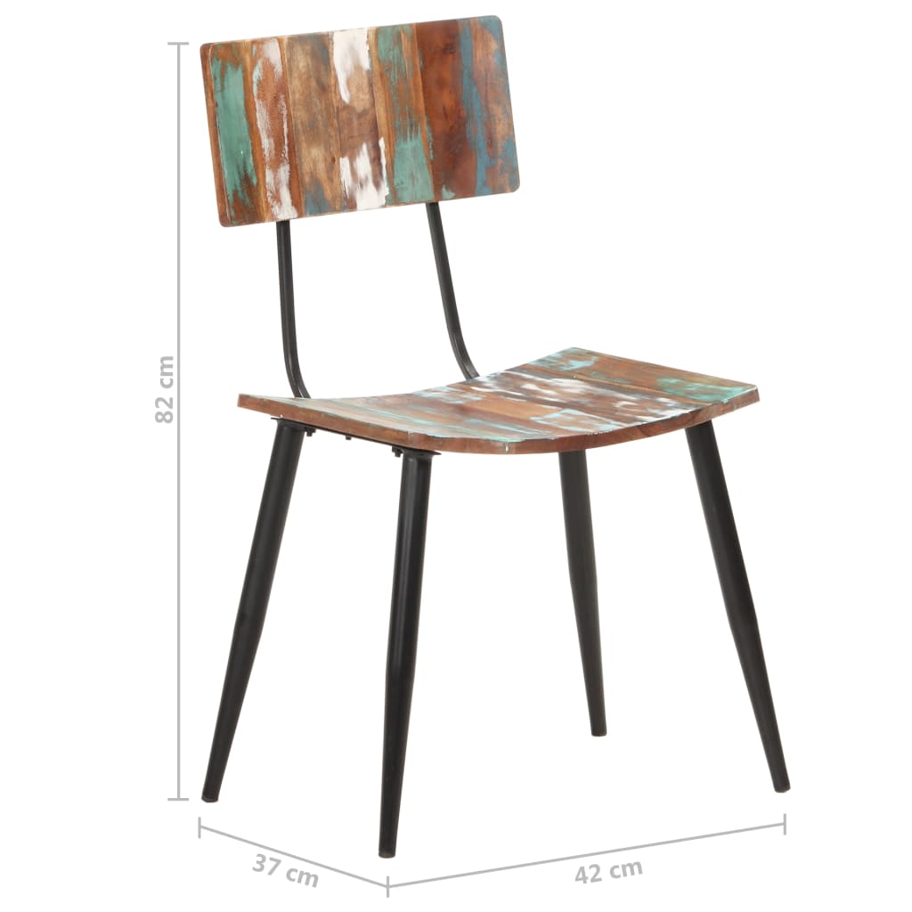 Chaises à manger lot de 4 bois de récupération solide - XIOS