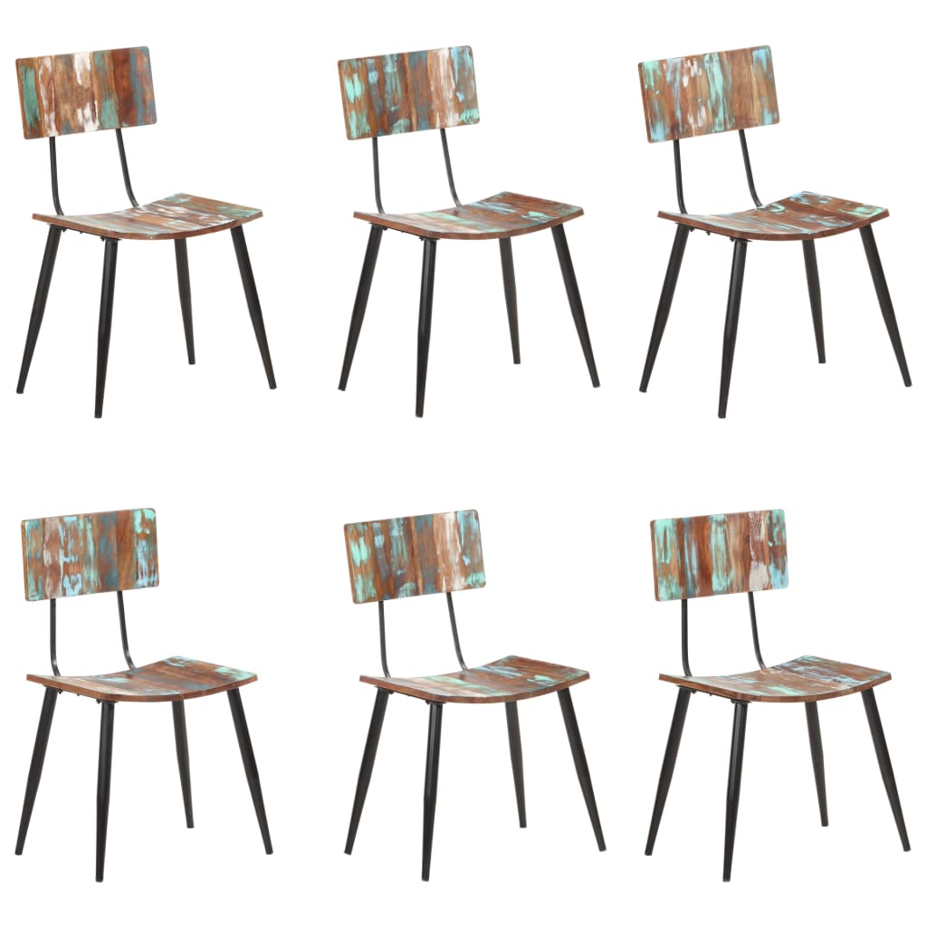 Chaises à manger lot de 6 bois de récupération solide - XIOS
