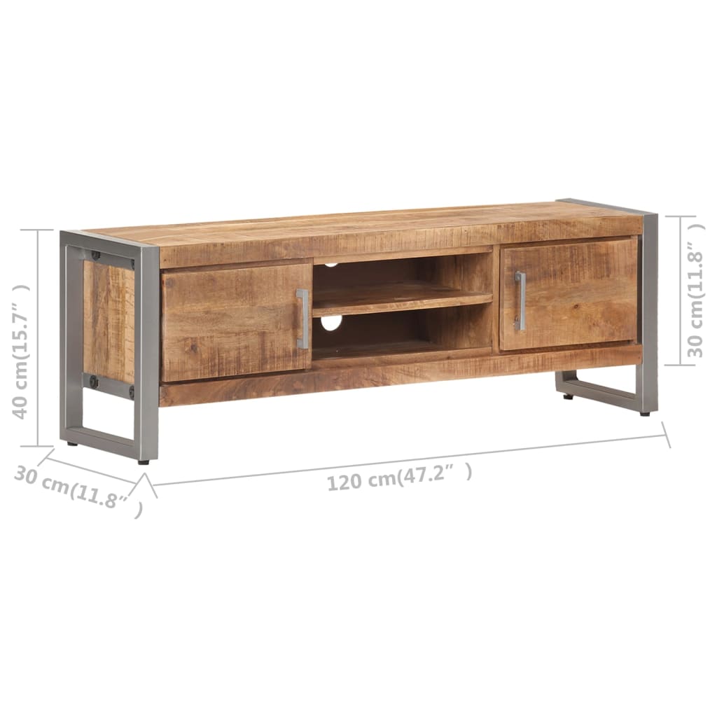 Meuble TV 120x30x40 cm Bois de manguier brut - XIOS