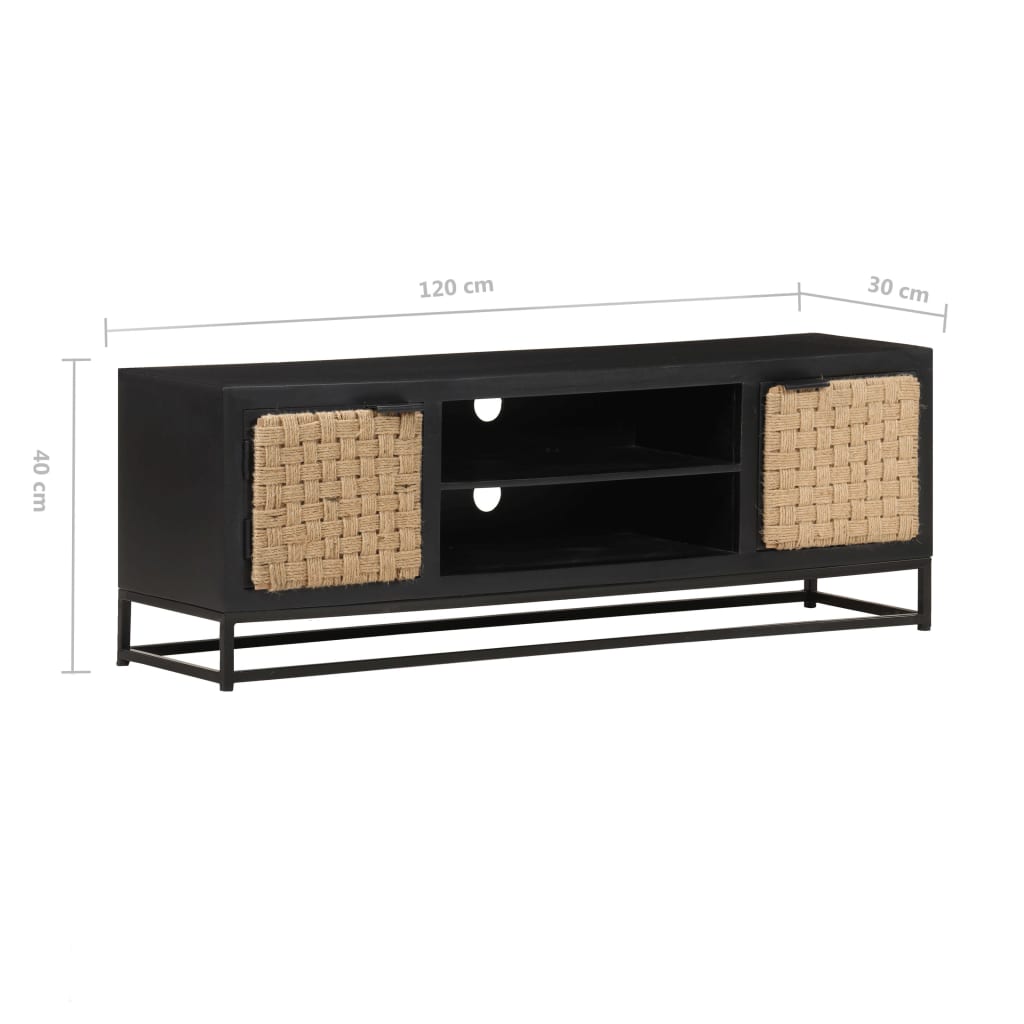 Meuble TV 120x30x40 cm Bois massif de manguier - XIOS