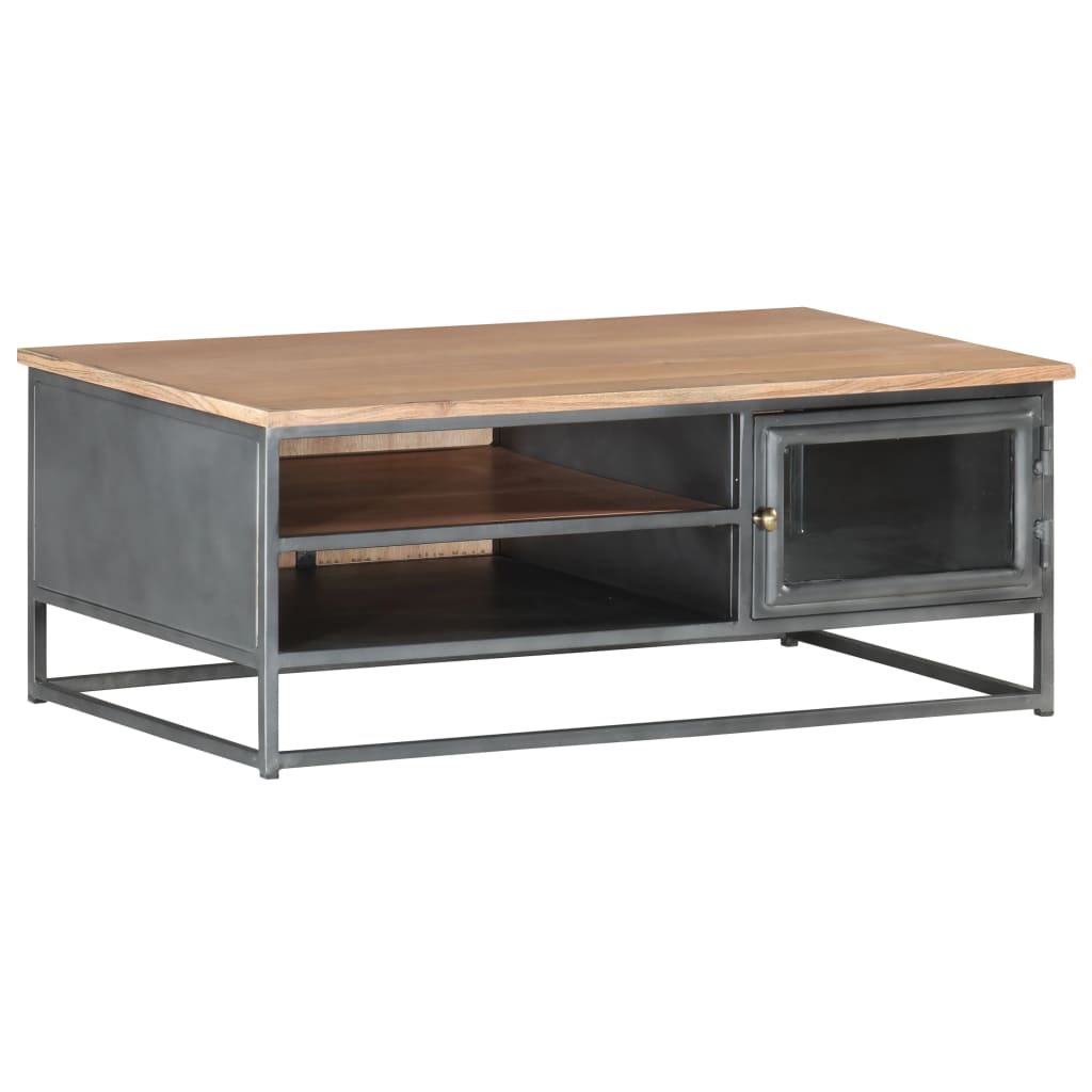 Table basse Gris 90x50x35 cm Bois d'acacia massif - XIOS