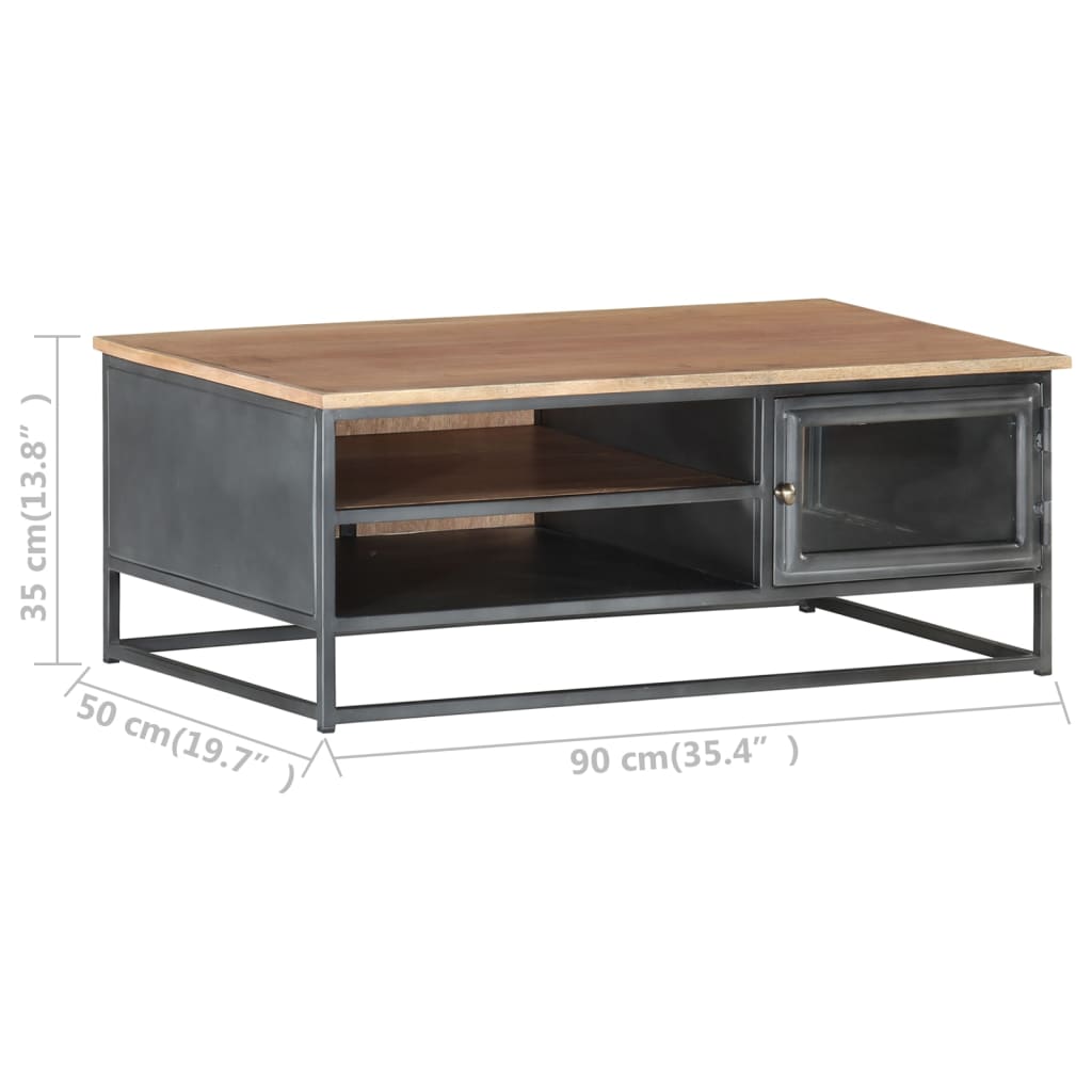 Table basse Gris 90x50x35 cm Bois d'acacia massif - XIOS