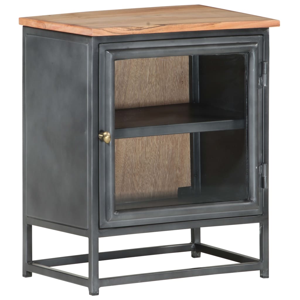 Table de chevet Gris 40x30x50 cm Bois d'acacia massif - XIOS