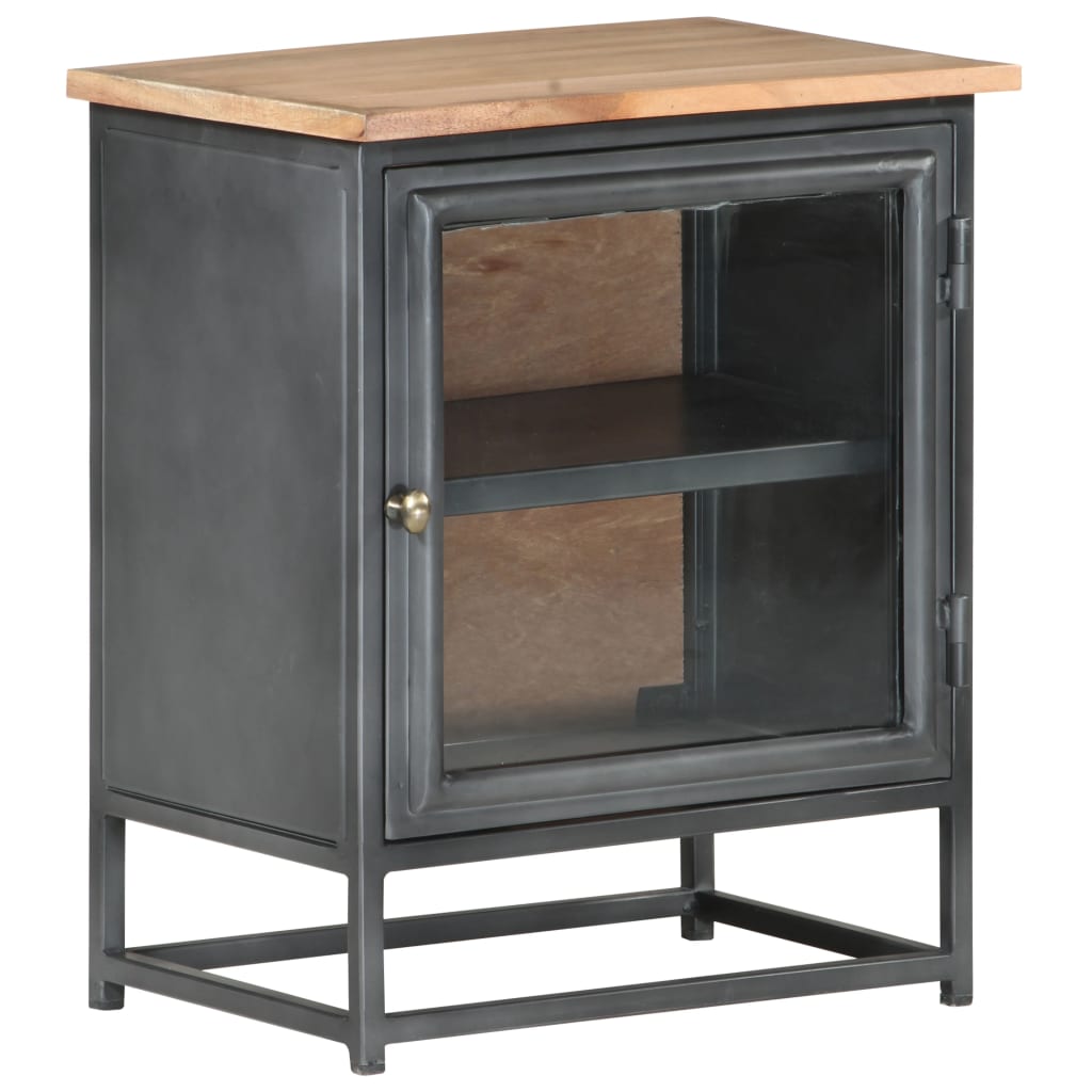 Table de chevet Gris 40x30x50 cm Bois d'acacia massif - XIOS