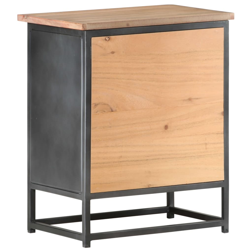 Table de chevet Gris 40x30x50 cm Bois d'acacia massif - XIOS