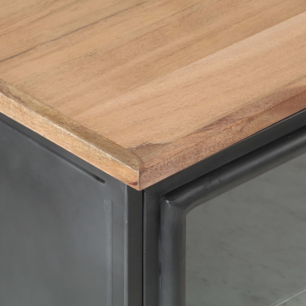 Table de chevet Gris 40x30x50 cm Bois d'acacia massif - XIOS