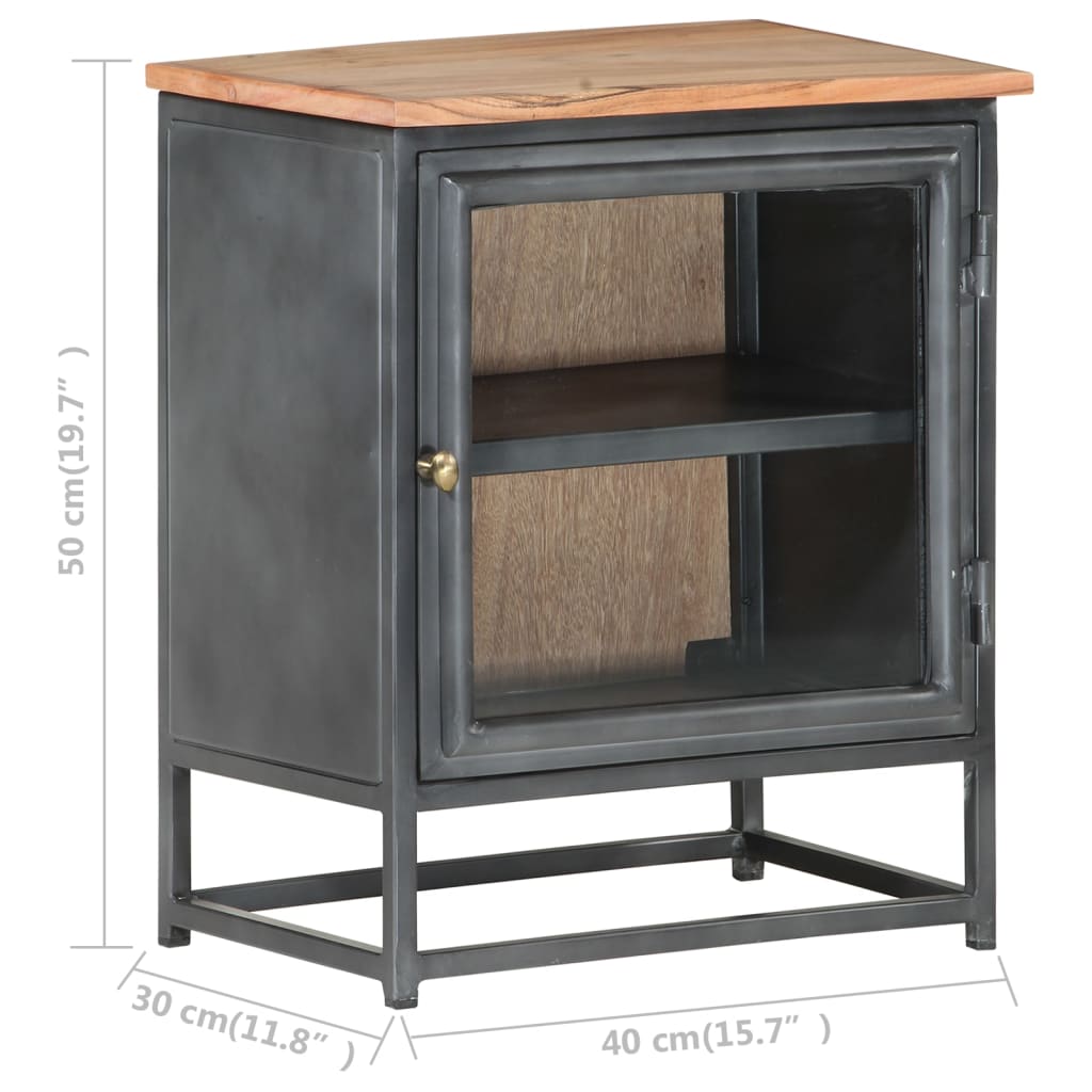 Table de chevet Gris 40x30x50 cm Bois d'acacia massif - XIOS