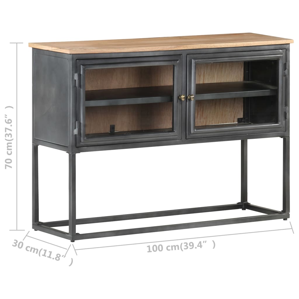 Buffet Gris 100x30x70 cm Bois d'acacia massif - XIOS