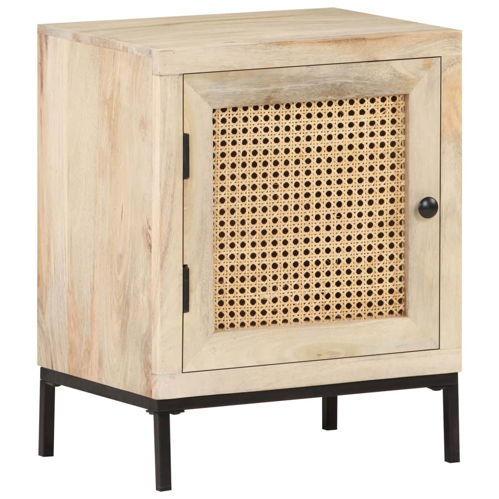 Table de chevet 40x30x50 cm Bois de manguier et canne naturelle - XIOS
