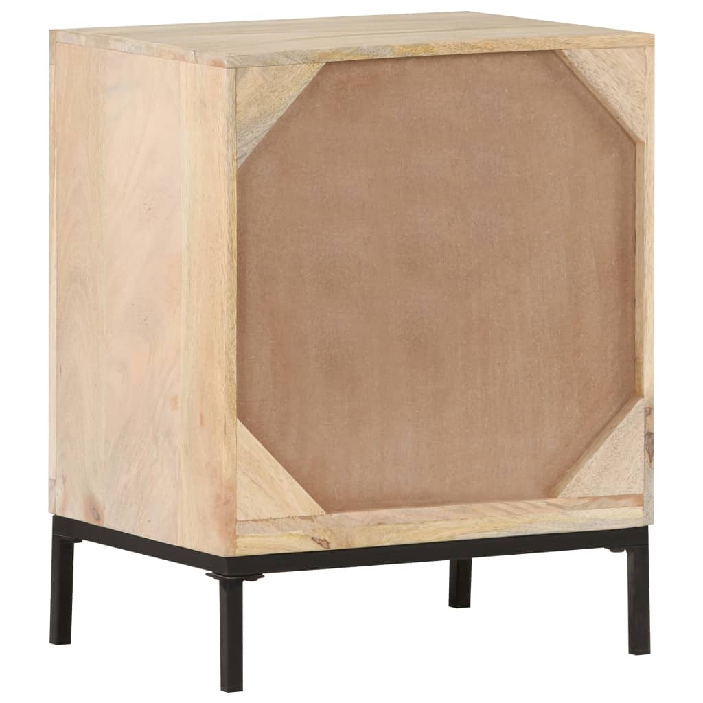 Table de chevet 40x30x50 cm Bois de manguier et canne naturelle - XIOS