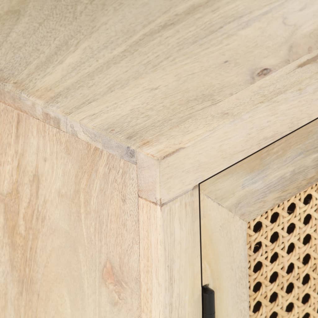 Table de chevet 40x30x50 cm Bois de manguier et canne naturelle - XIOS