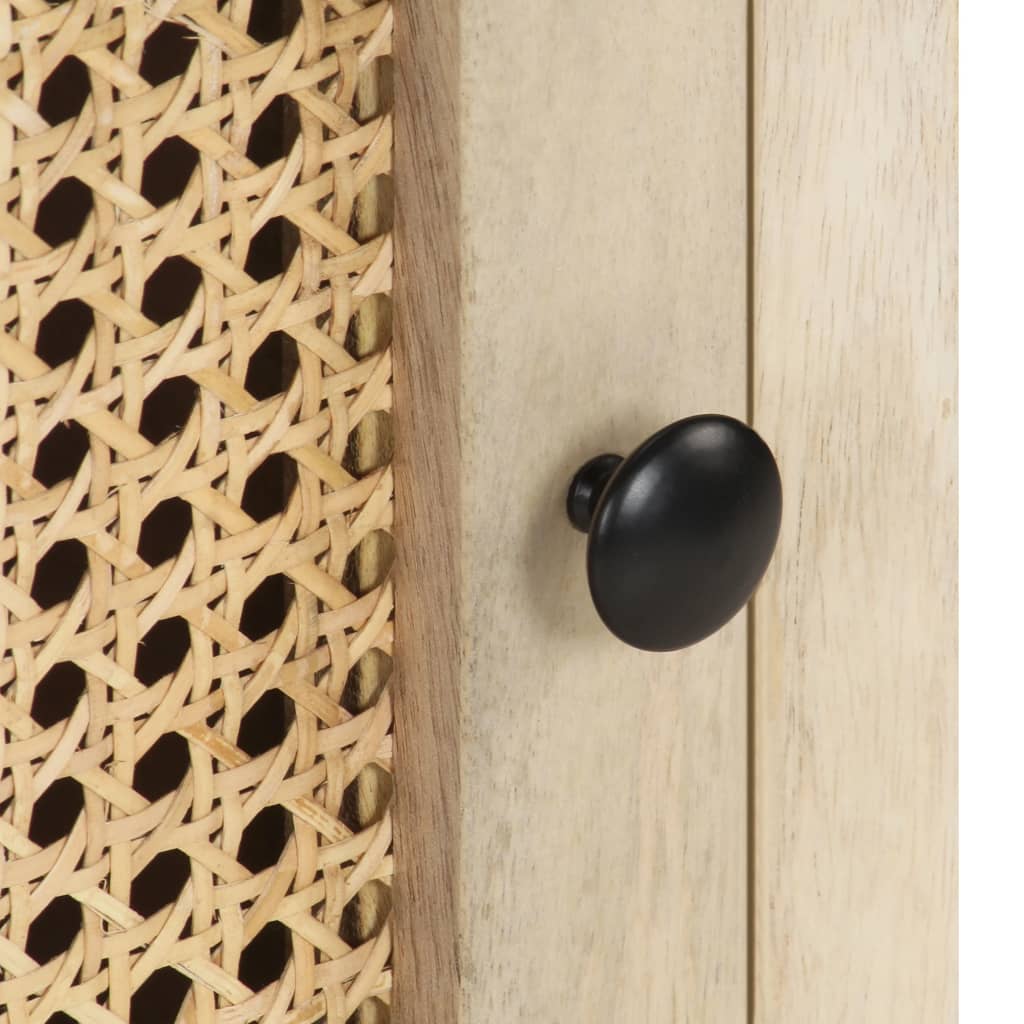 Table de chevet 40x30x50 cm Bois de manguier et canne naturelle - XIOS