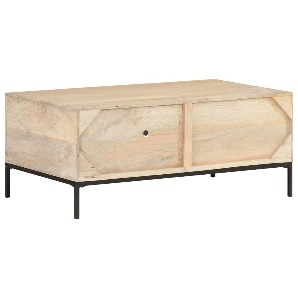 Table basse 90x50x37 cm Bois de manguier et canne naturelle - XIOS