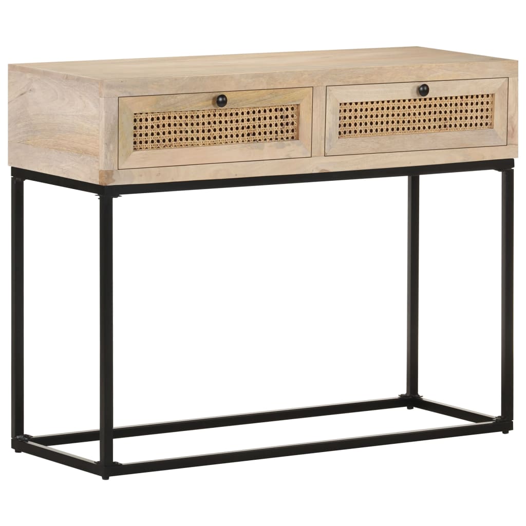 Table console 100x35x76 cm Bois de manguier et canne naturelle - XIOS