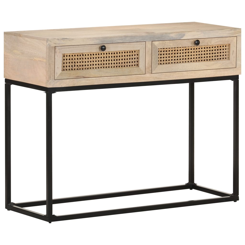 Table console 100x35x76 cm Bois de manguier et canne naturelle - XIOS