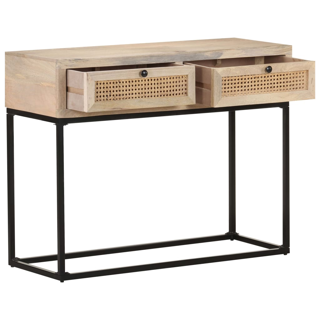 Table console 100x35x76 cm Bois de manguier et canne naturelle - XIOS