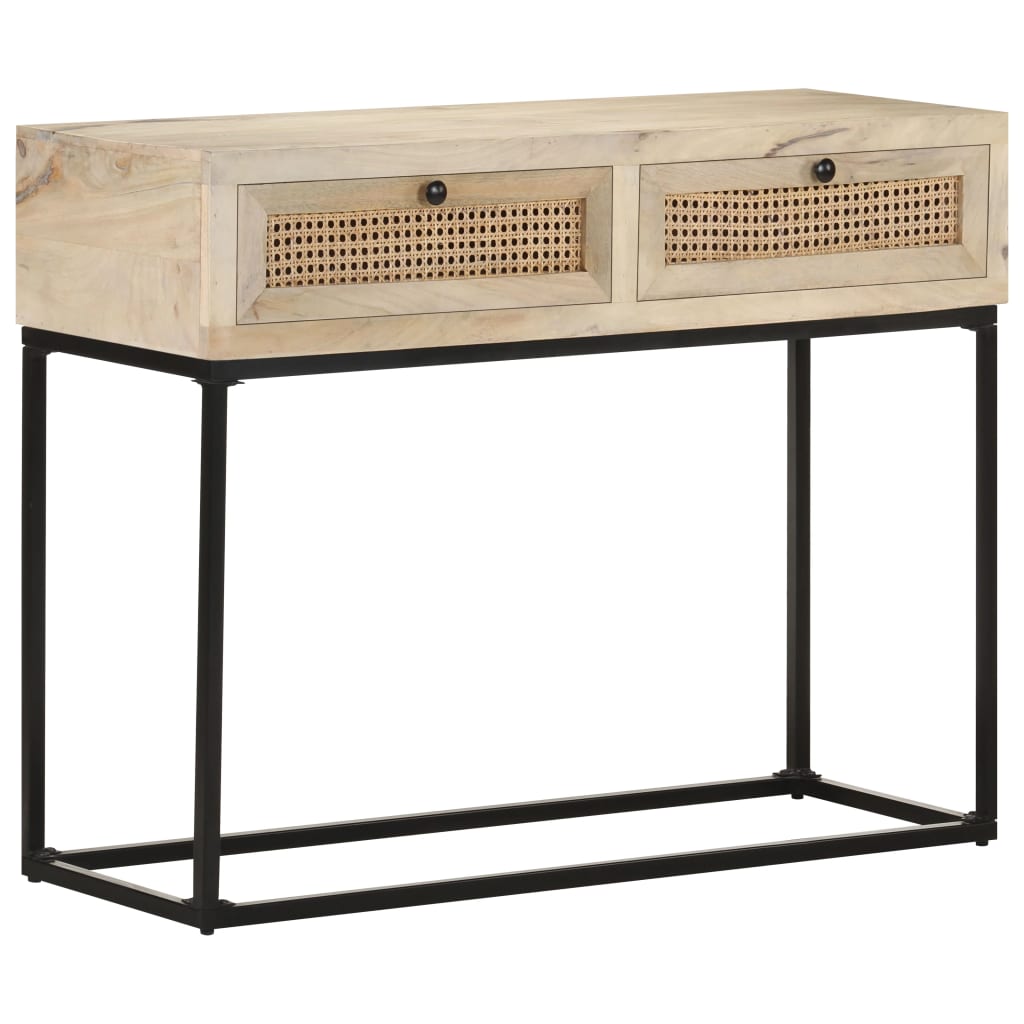 Table console 100x35x76 cm Bois de manguier et canne naturelle - XIOS