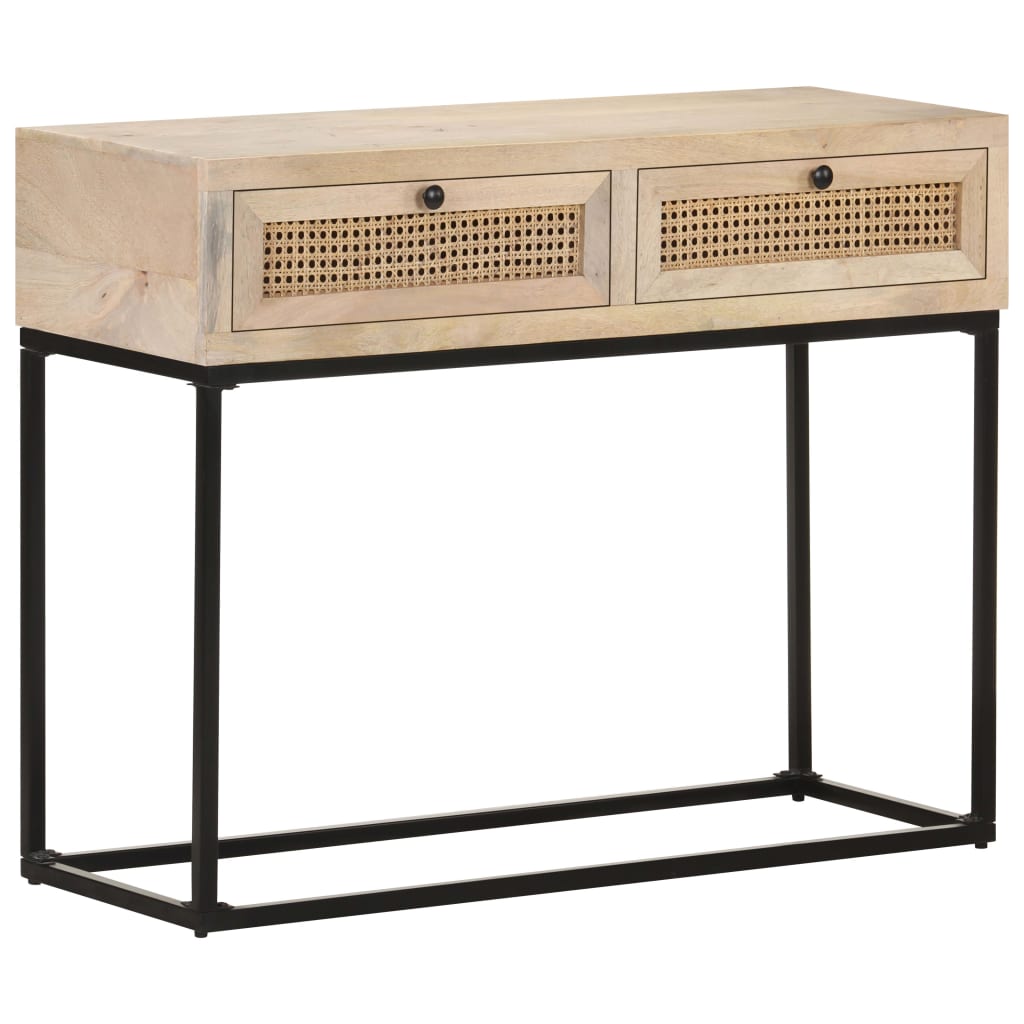 Table console 100x35x76 cm Bois de manguier et canne naturelle - XIOS