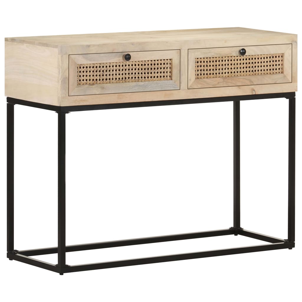Table console 100x35x76 cm Bois de manguier et canne naturelle - XIOS