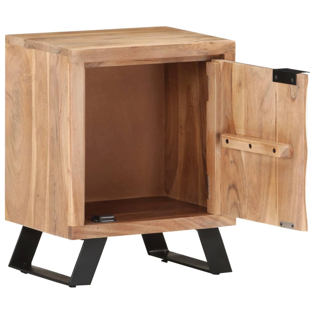 Table de chevet 40x30x50 cm Bois d'acacia avec bord naturel - XIOS