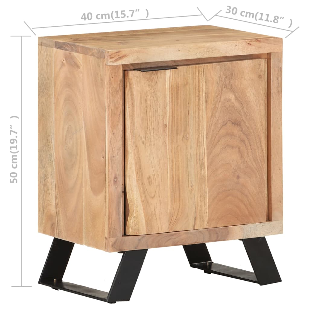 Table de chevet 40x30x50 cm Bois d'acacia avec bord naturel - XIOS