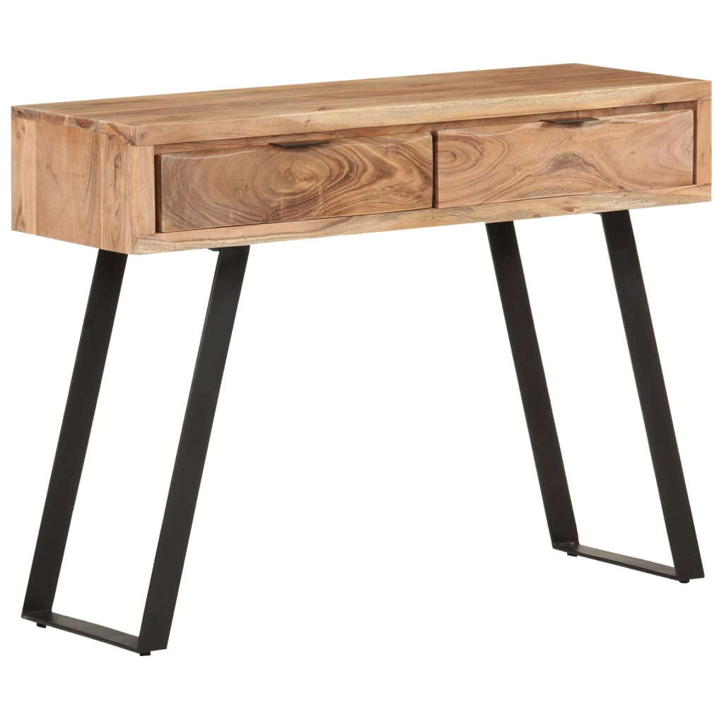Table console 100x35x76 cm Bois d'acacia avec bord naturel - XIOS