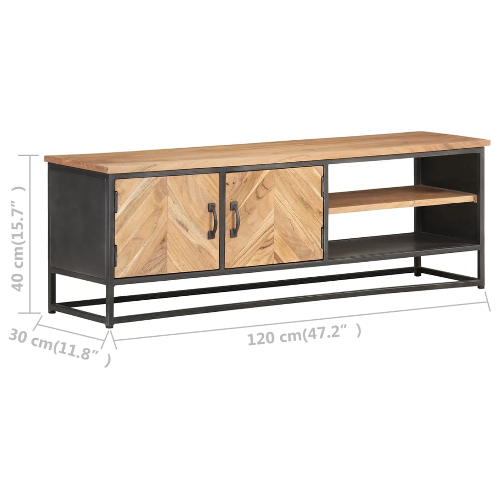 Meuble TV 120x30x40 cm Bois d'acacia massif - XIOS